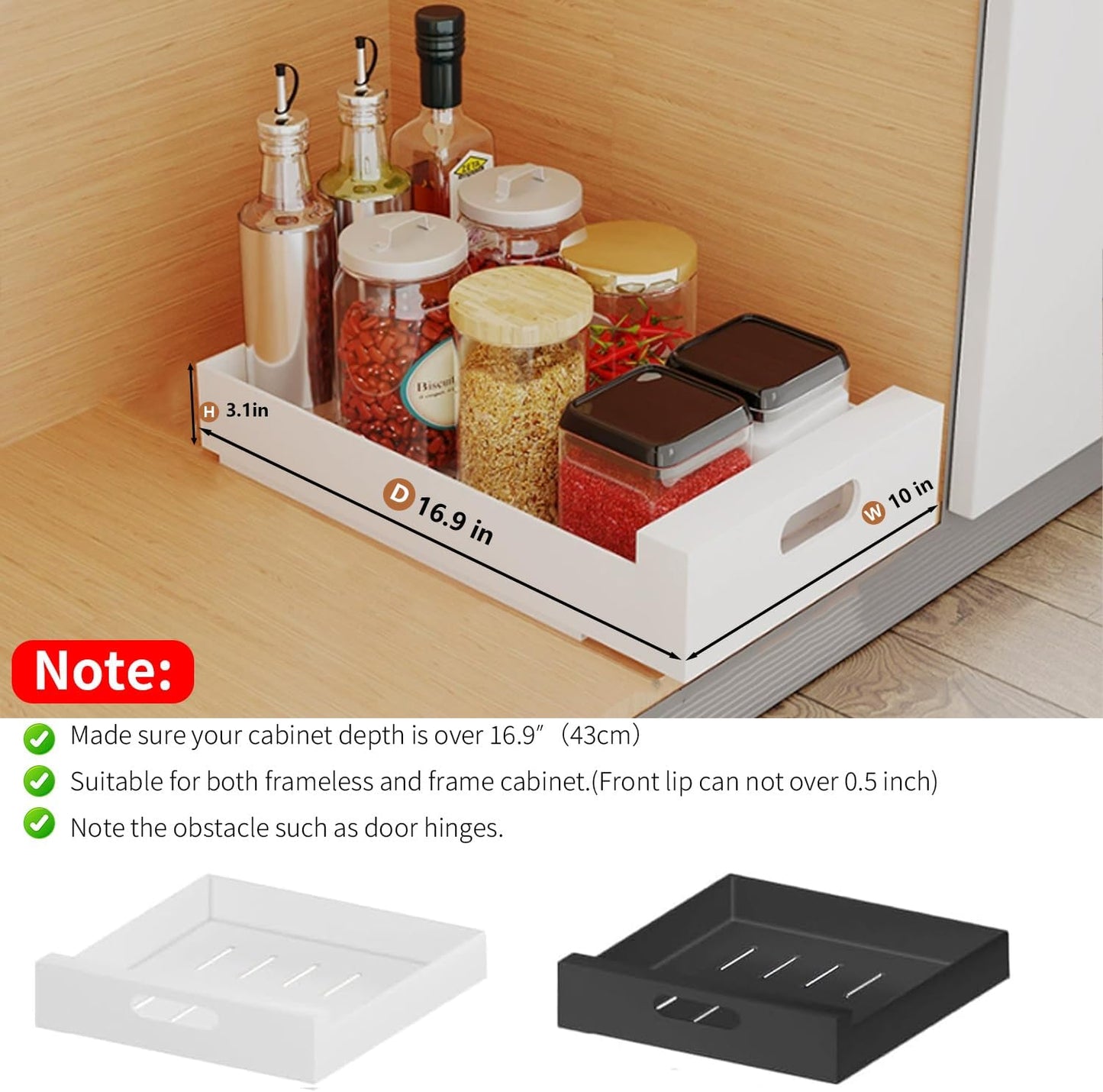 2 Pack Pull Out Cabinet Organizer Adhesive