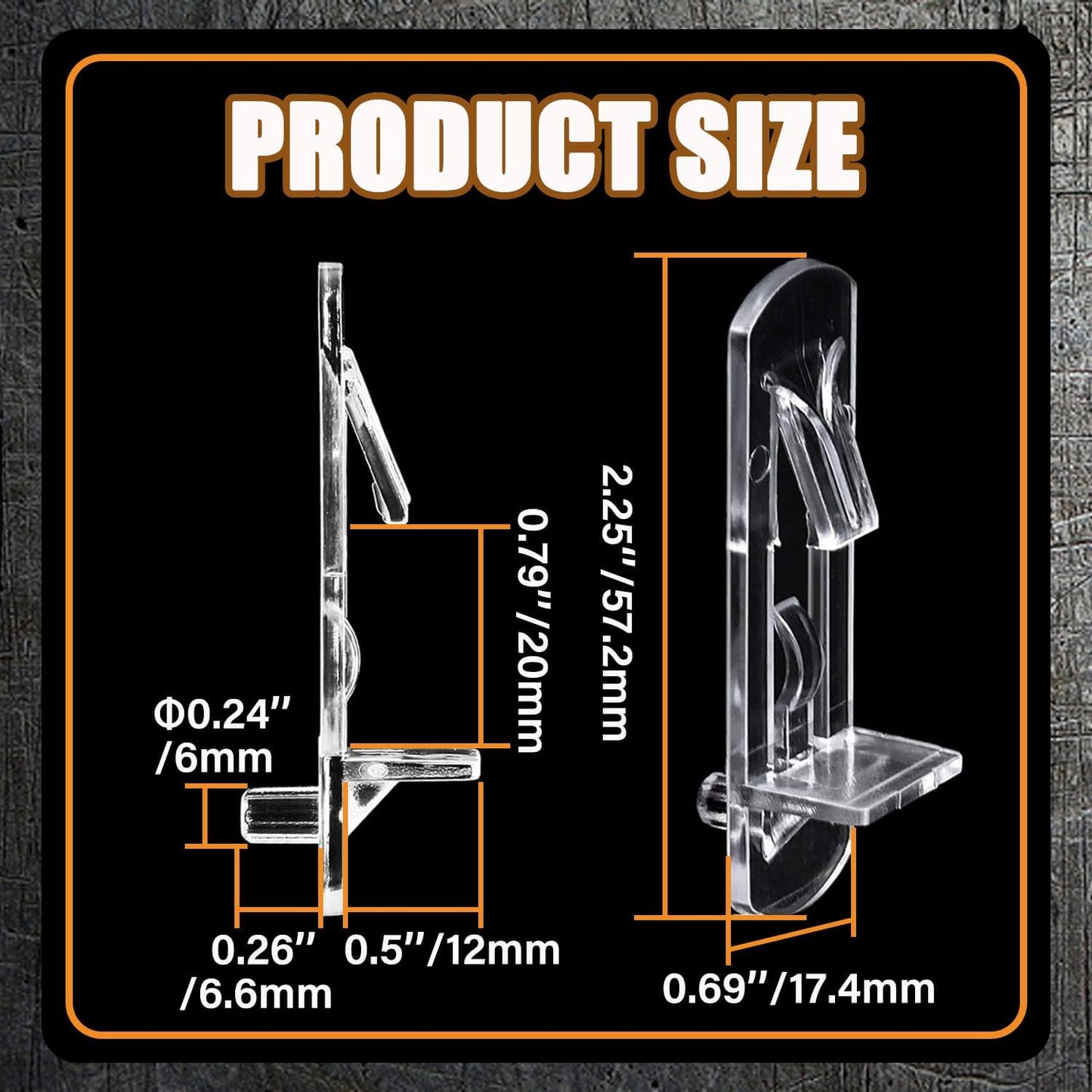 20pcs Plastic Locking Shelf Support Pegs,6mm Shelf Pins ,Self-Locking Bracket Clips,Clear Shelf Pegs for for Kitchen Cabinet Furniture Book Shelves, 6mm Peg x 3/4" Thick Shelves