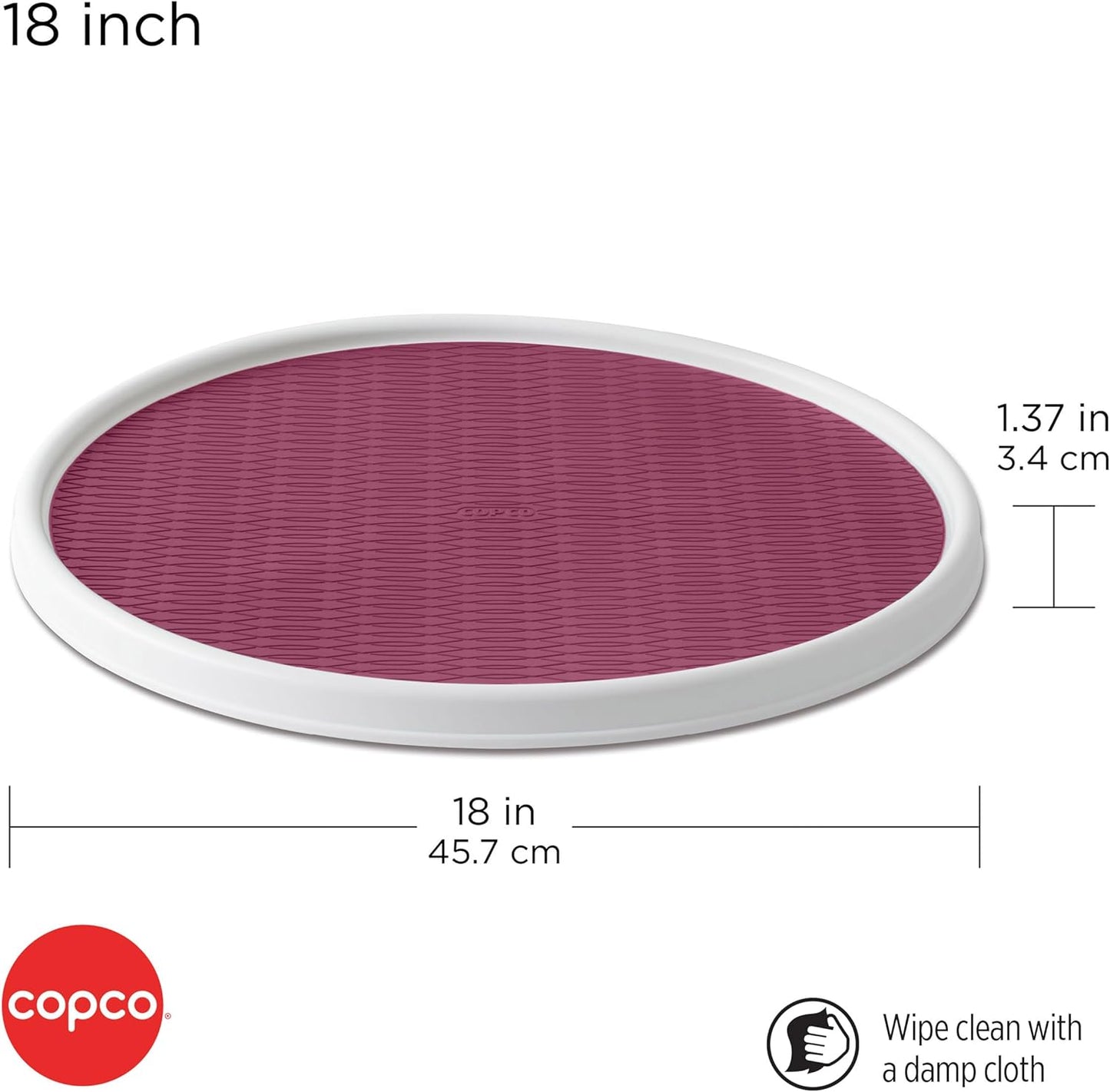 Non-Skid Pantry Cabinet Lazy Susan Turntable, 18-Inch, White/Purple