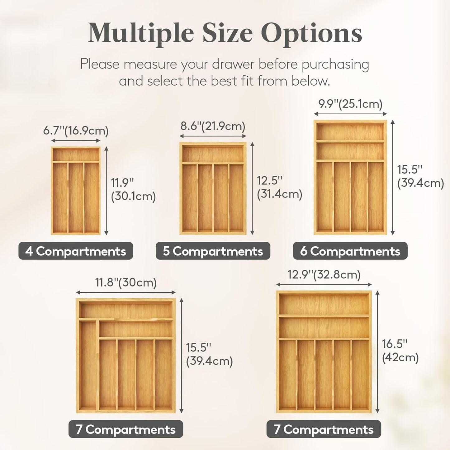 Silverware Drawer Organizer, Utensil Tray for Kitchen, Flatware and Cutlery Holder