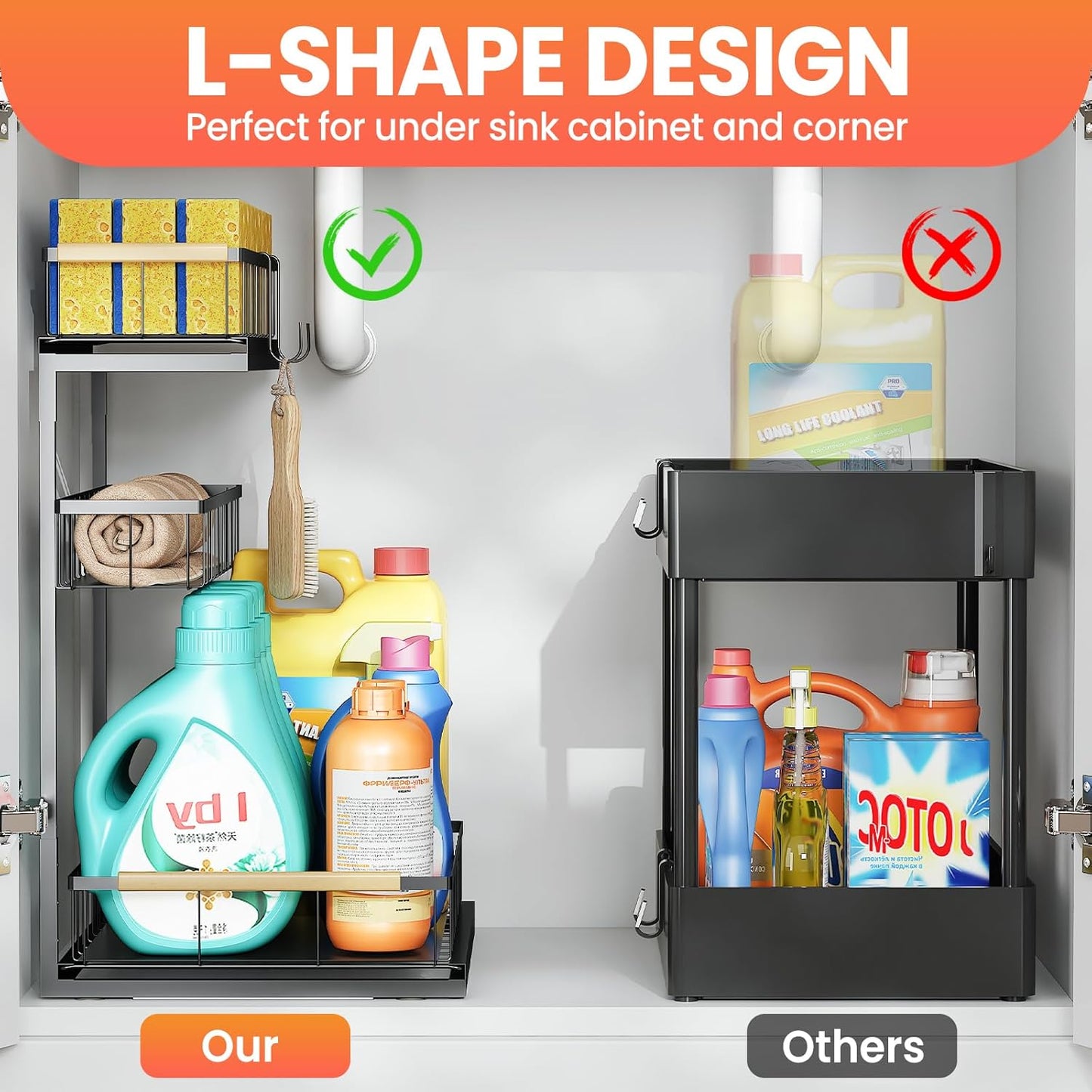 Under Sink Organizer and Storage for Bathroom and Kitchen