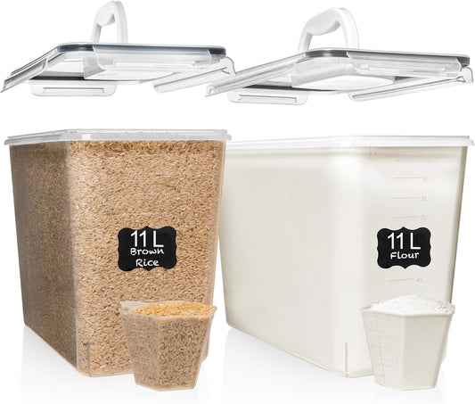 2 PC (11L | 372 oz) Flour Sugar Storage Containers with Easy Carry Handle