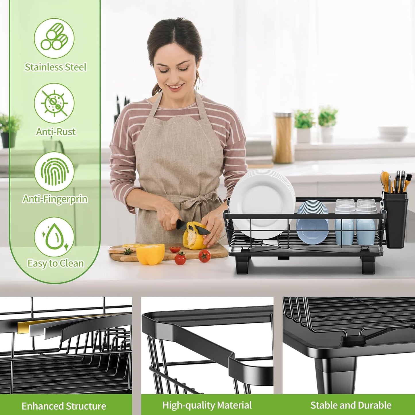 Small Dish Drying Rack, Space Saving Dish Racks for Kitchen Counter