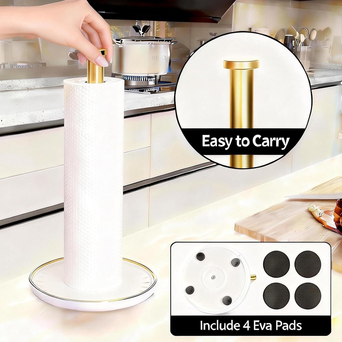 Paper Towel Holder Countertop,Kitchen Paper Towels Holder with Weighted Ceramic Base