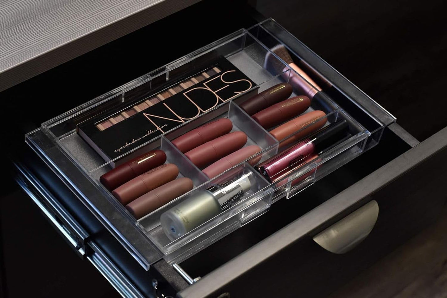 Expandable Drawer Organizer - Customizable Makeup Vanity Organizing Storage Tray for Bathroom