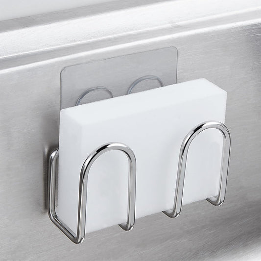 Kitchen Sponge Holder | Sink Caddy for Sponges, Scrubbers, Soap. No Drilling, Adhesive