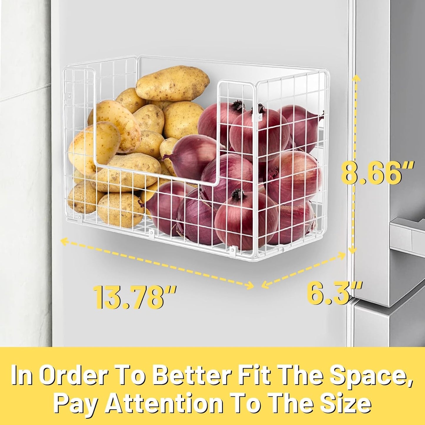 Magnetic Fridge Shelf, Fruit Potato & Onion Storage Bins, Pantry Organizers