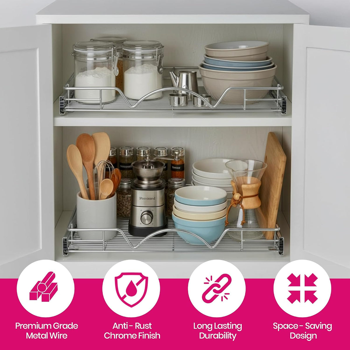 HOLD N' STORAGE Pull Out Cabinet Organizer