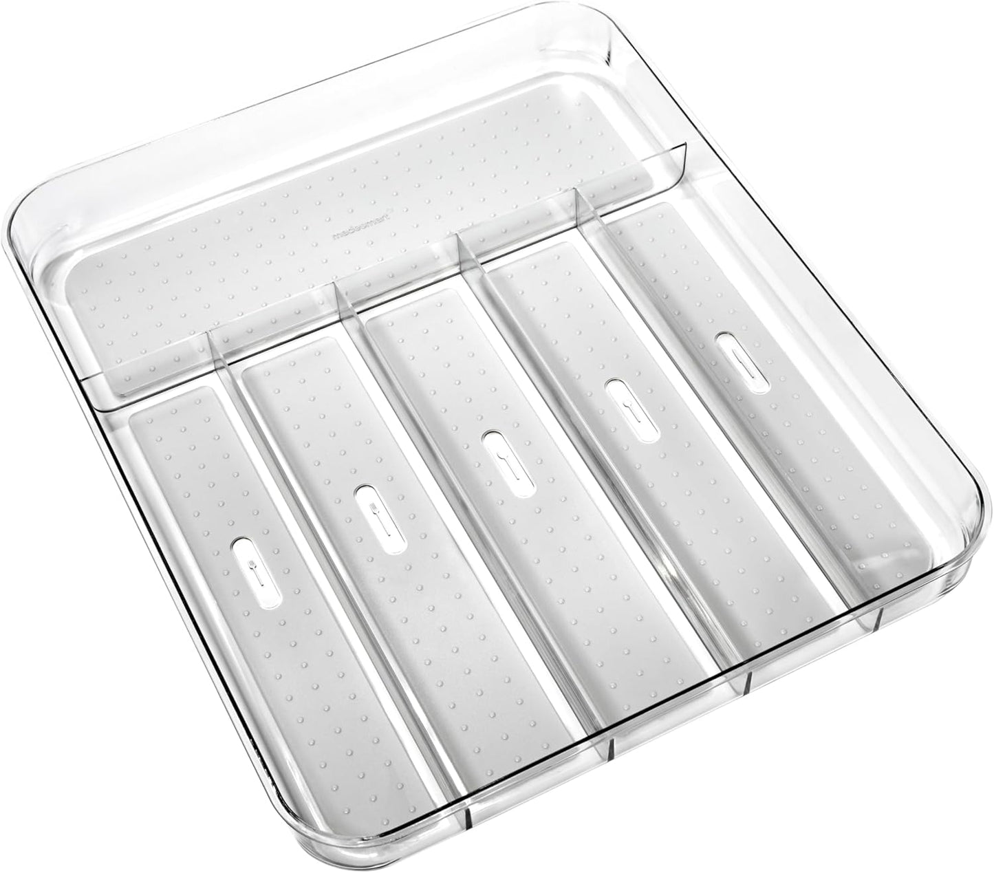 Premium Clear Silverware Tray, 6 Compartment Flatware Organizer for Forks, Knives & Spoons