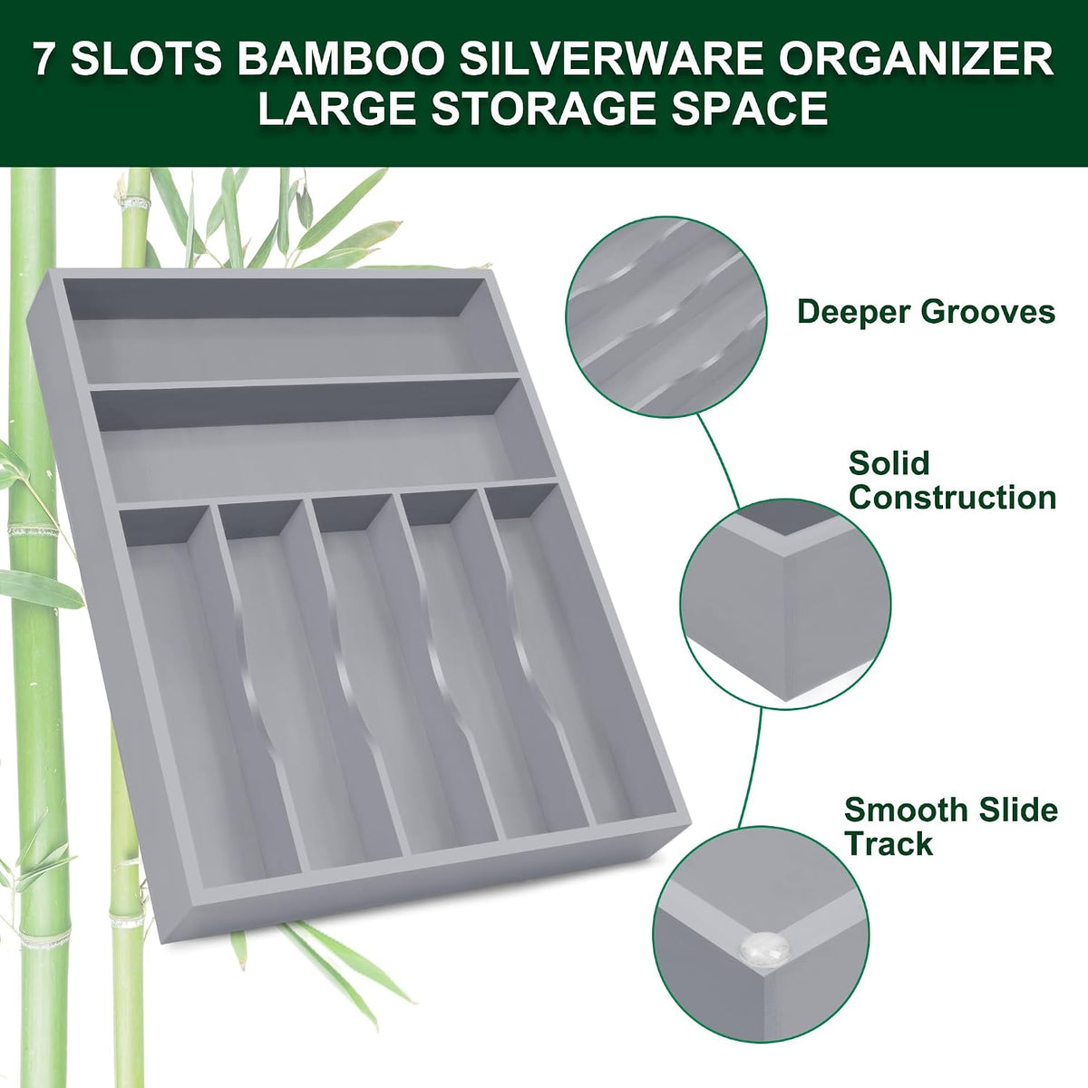 Utensil Organizer 13'' Silverware Drawer Organizer Cutlery K