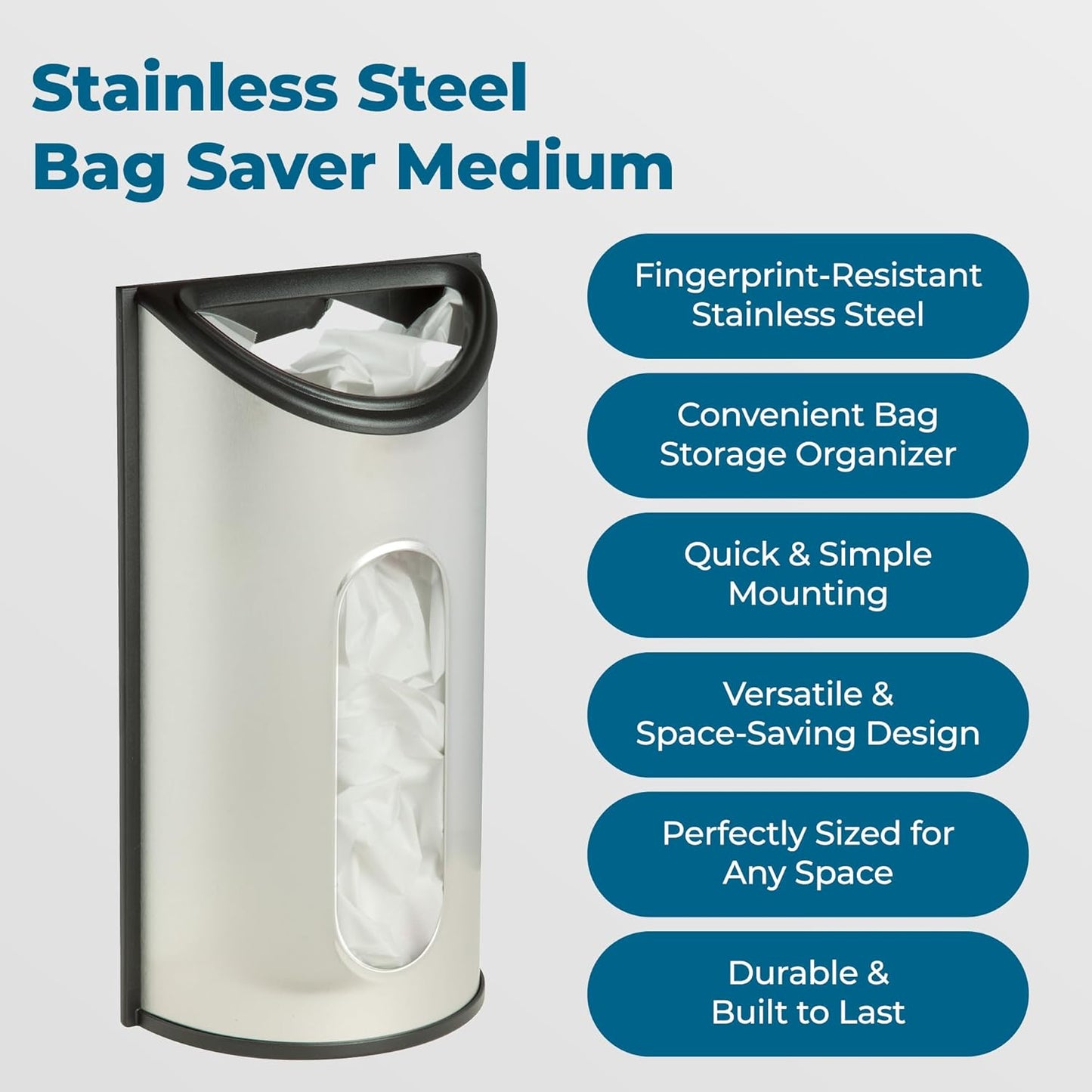 Stainless Steel Plastic Bag Saver & Trash Bag Dispenser
