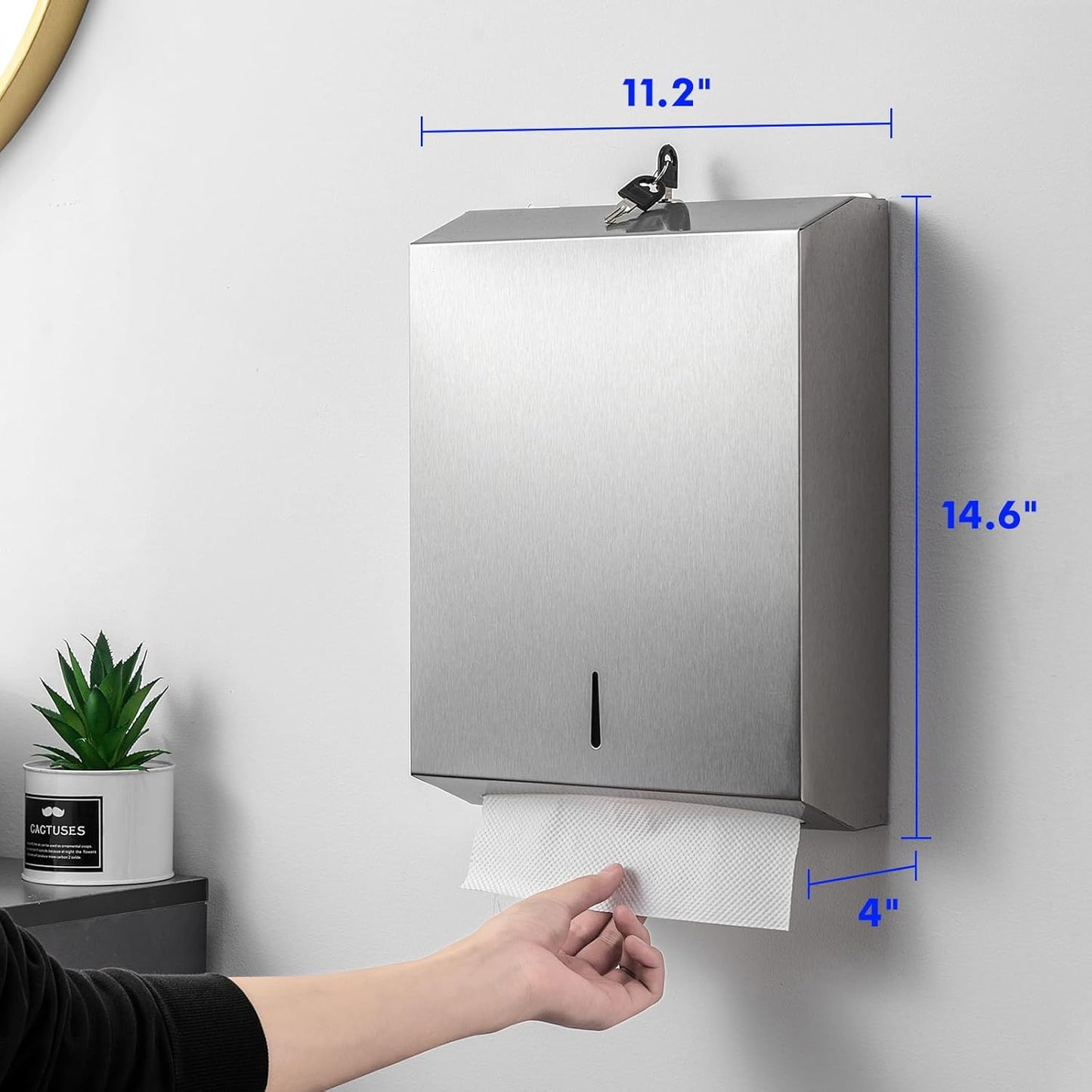 Paper Towel Dispenser Wall Mount Commercial, Brushed Stainless Steel & Fingerprint Resistant