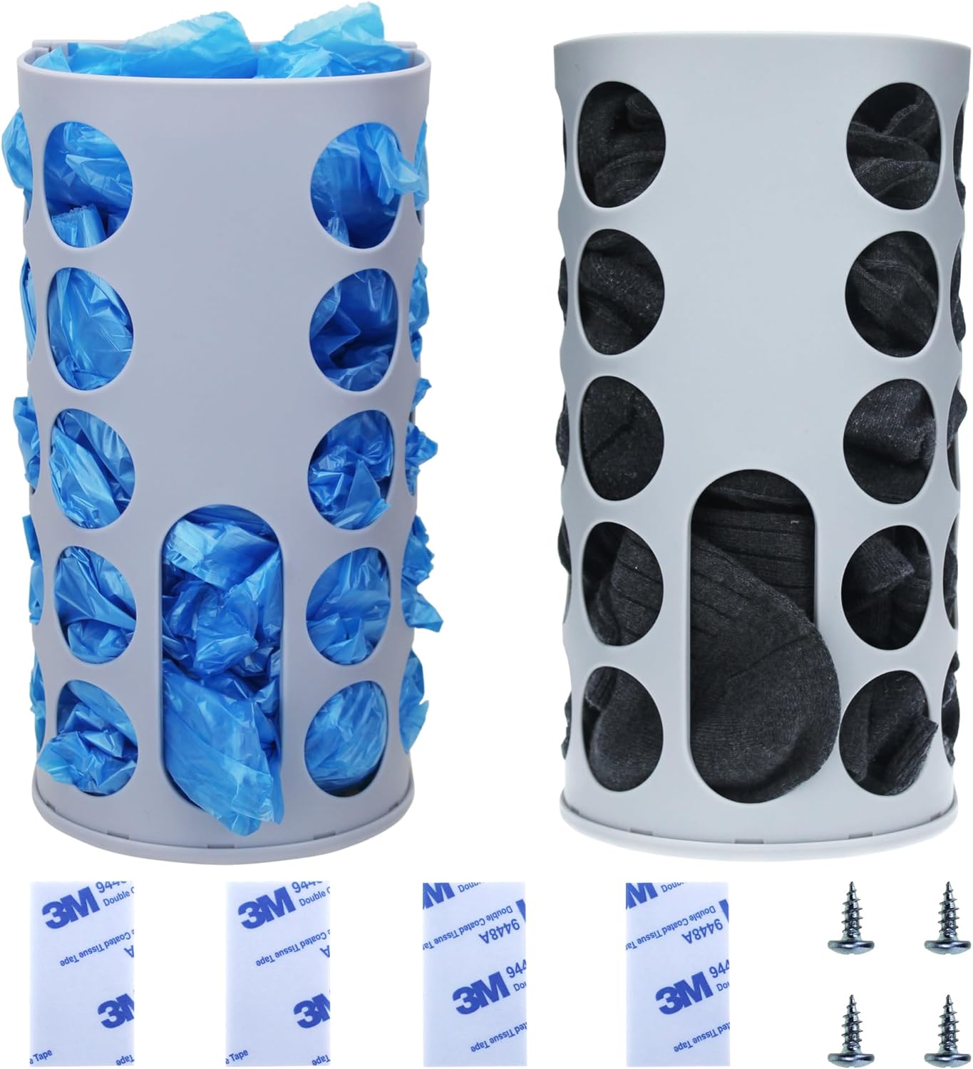 Wall-Mounted Plastic Bag Holder (2 Pack) - Multi-Use Kitchen Organizer for Grocery Bags