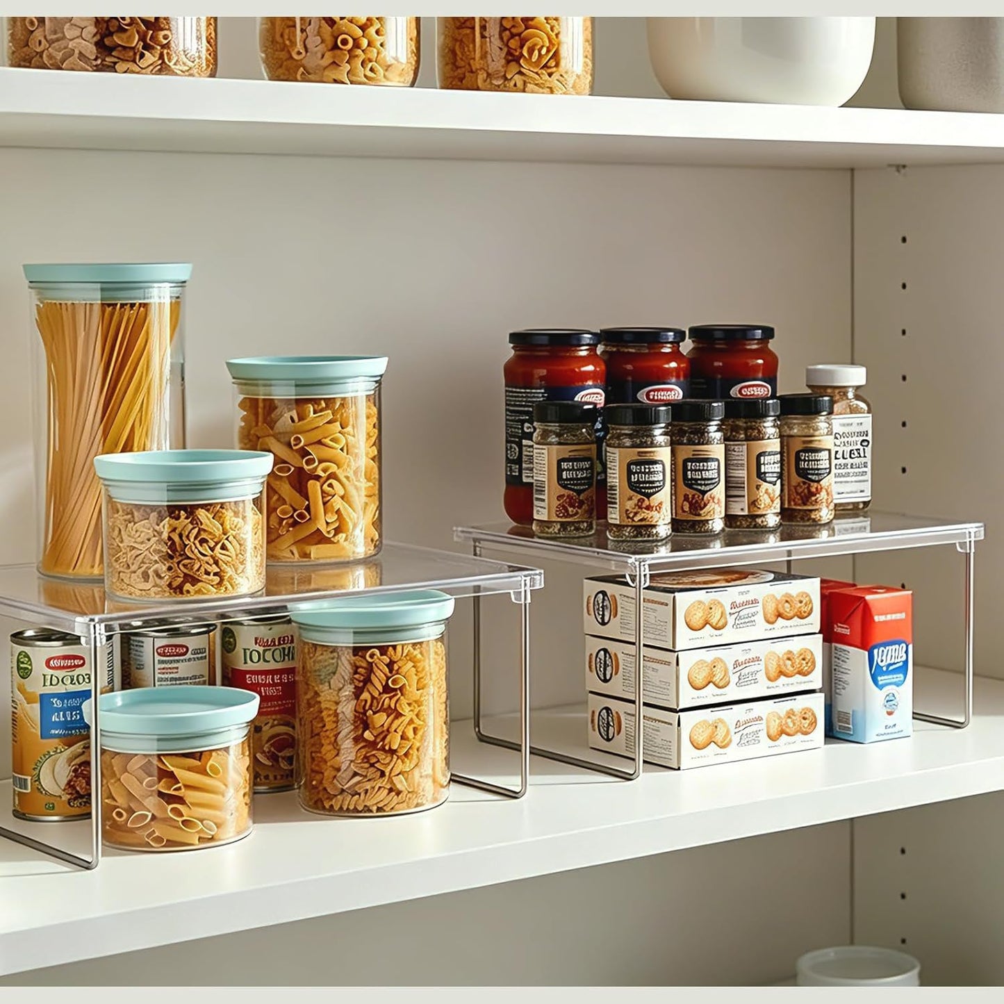 Pantry Organizer, Cabinet Storage Shelf Rack, Stackable Kitchen Cabinet