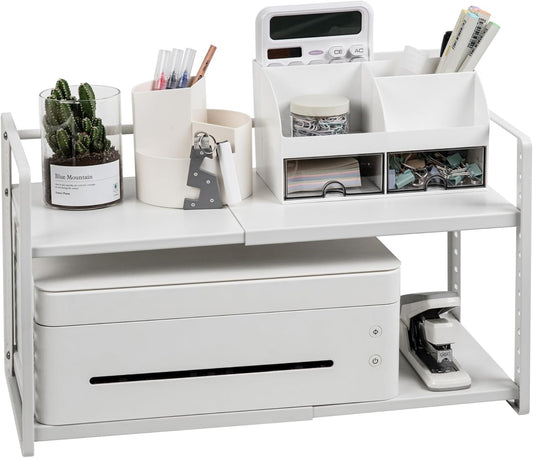 Desk Organizer Shelf, 2-Tier Expandable Metal Desktop Shelves with Multiple Setup
