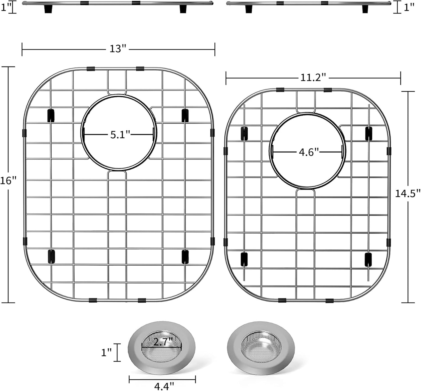 2Pack Sink Protectors for Kitchen Sink 13"x16"and 11.2"x14.5",Stainless Steel Sink Grid