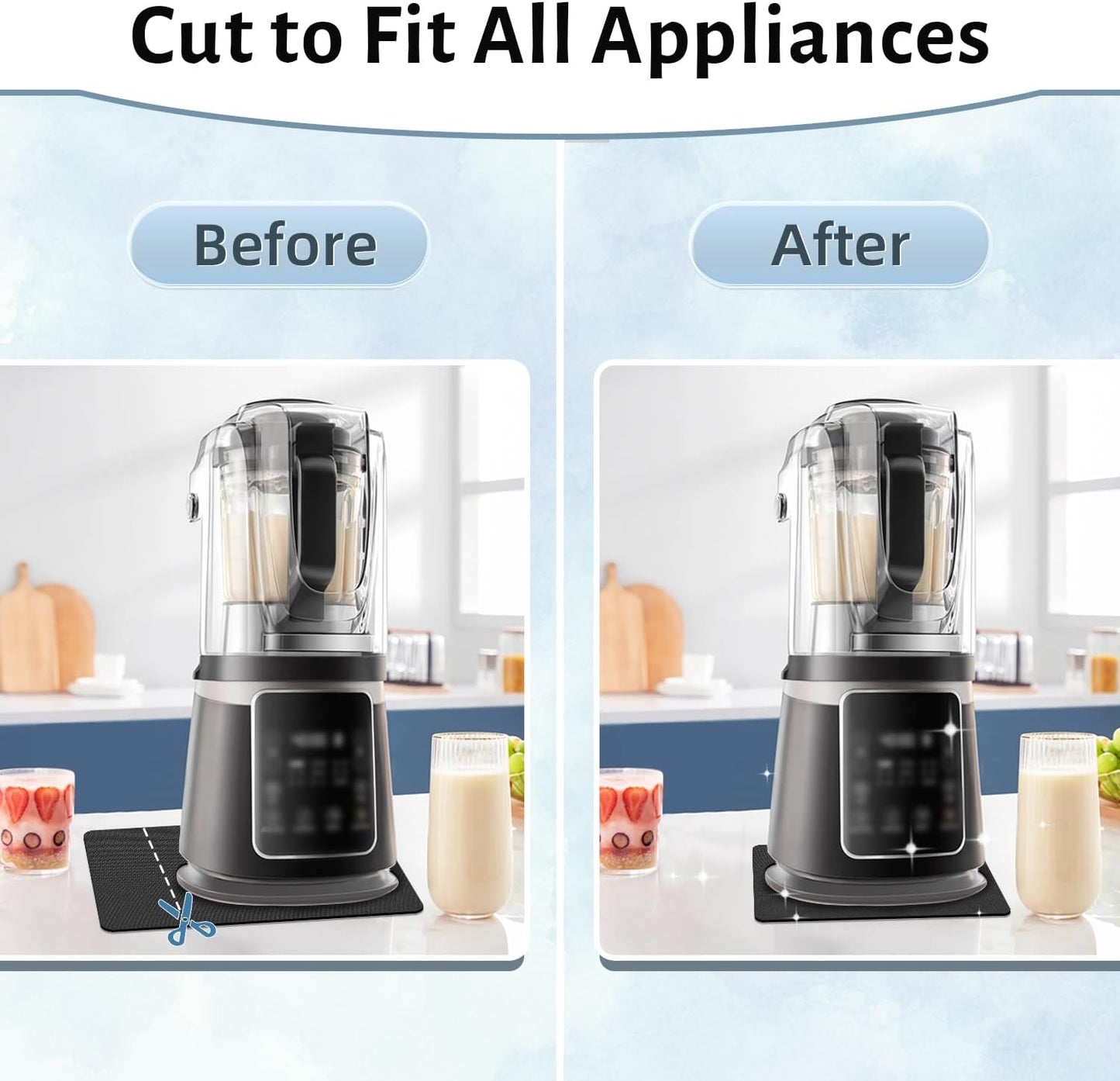LOPNUR 12"x8" Small Appliance Slider, Appliance Sliders for Kitchen Appliances, 360° Rotating Sliding Tray for Coffee Maker, Heat Resistant Mat Cut to Fit Stand Mixer Air Fryer Microwave, Gray