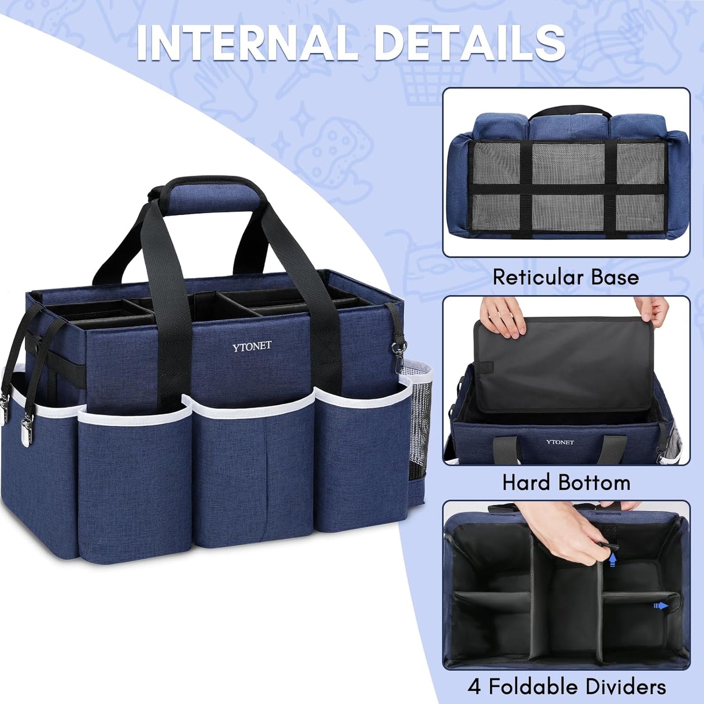 Wearable Cleaning Caddy Bag, Large Cleaning Supplies Organizer with 4 Foldable Dividers