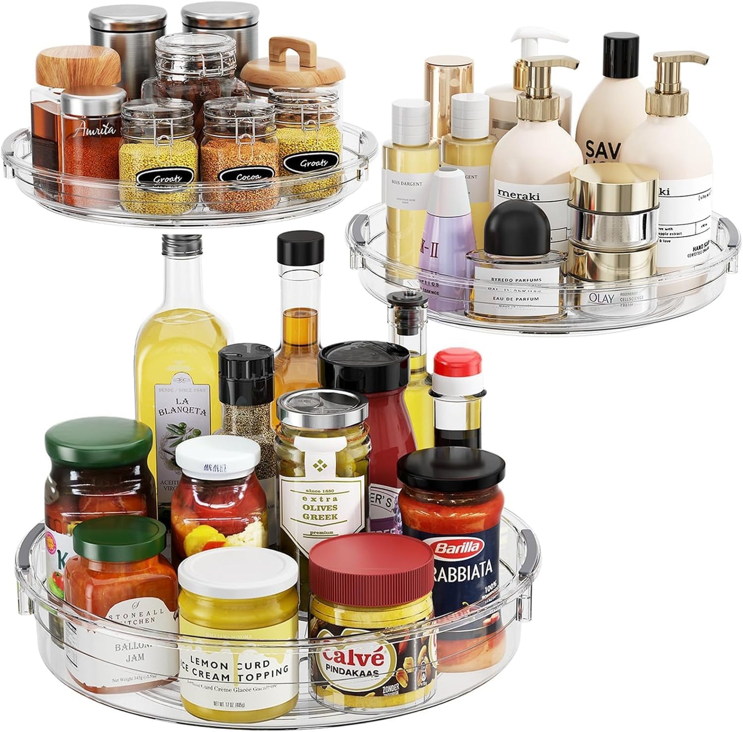 3 Pack Lazy Susan Organizer Turntable for Cabinet, Pantry Organizers and Storage