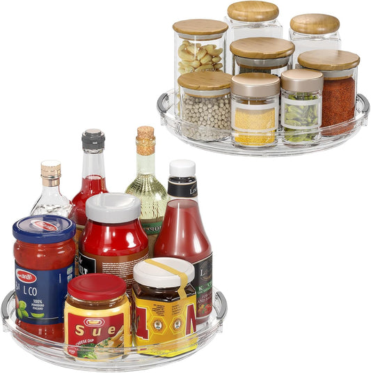 2 Pack Lazy Susan Organizer, 9.25 inch Lazy Susan Turntable for Cabinet Table Top Refrigerator