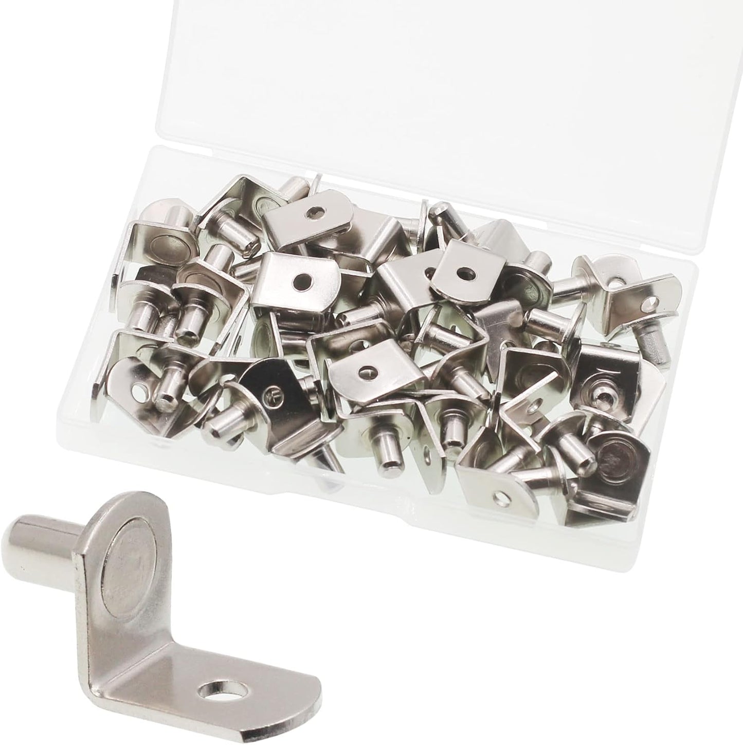 Shelf Support Pegs, 50 Pcs Shelf Pegs with Hole, 5mm (1/5 inch) Cabinet Shelf Bracket Pegs