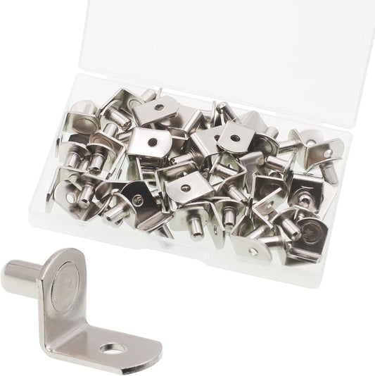 Shelf Support Pegs, 50 Pcs Shelf Pegs with Hole, 5mm (1/5 inch) Cabinet Shelf Bracket Pegs