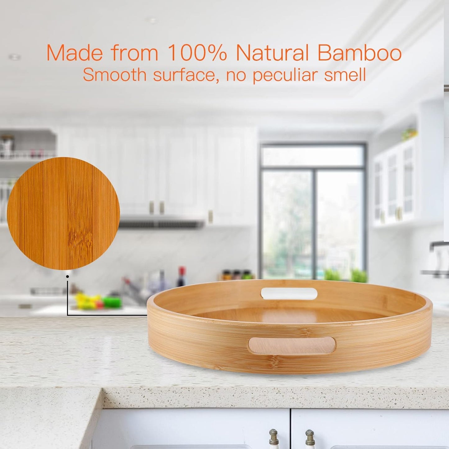 Lazy Susan Organizer 14 inch, Bamboo Lazy Susan for Table