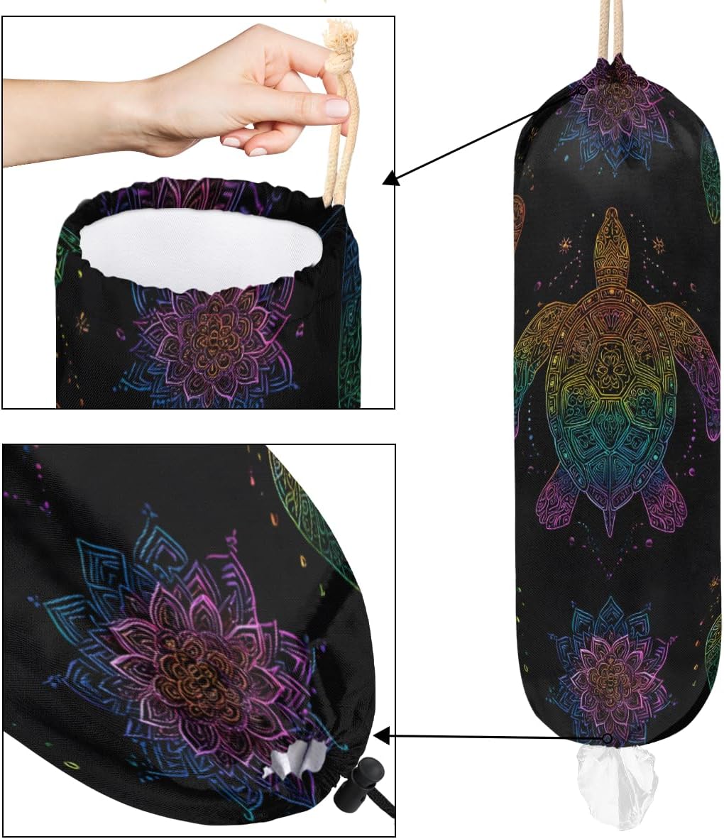 Plastic Bag Holder, Boho Turtle Grocery Bag Holder for Shopping Bags