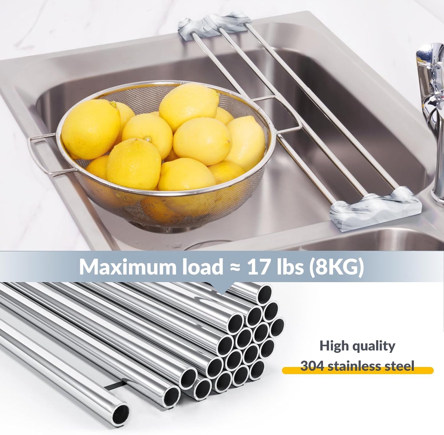 Adjustable Over-The-Sink Kitchen Rack for Dishcloths, Sponges