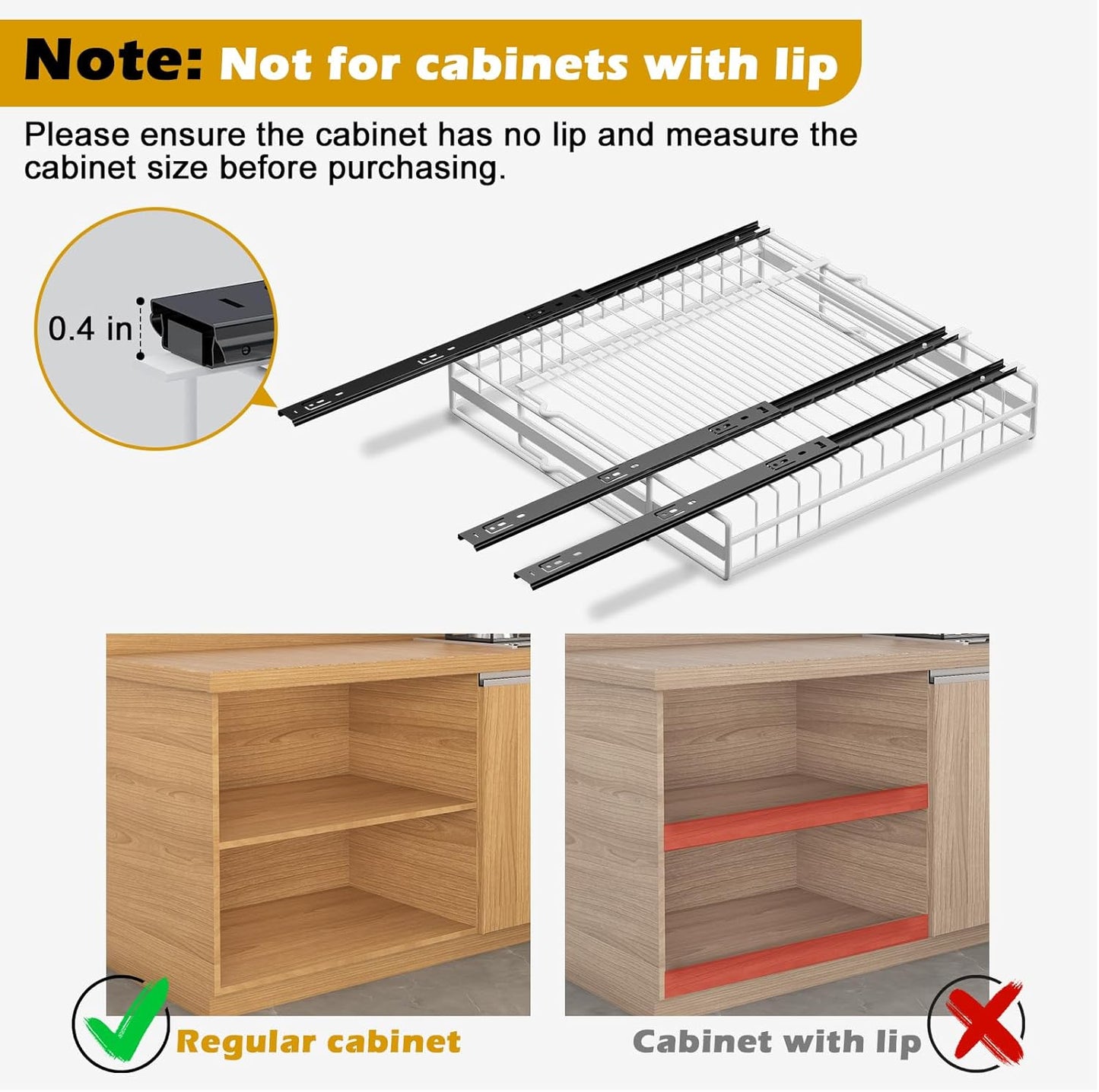 2 Pack Pull Out Cabinet Organizer, Expandable(12"-20") Slide Out Drawers 3 Slide Rails Fix with Adhesive or Screw, Roll Out Shelves for Kitchen Cabinet Organization, White