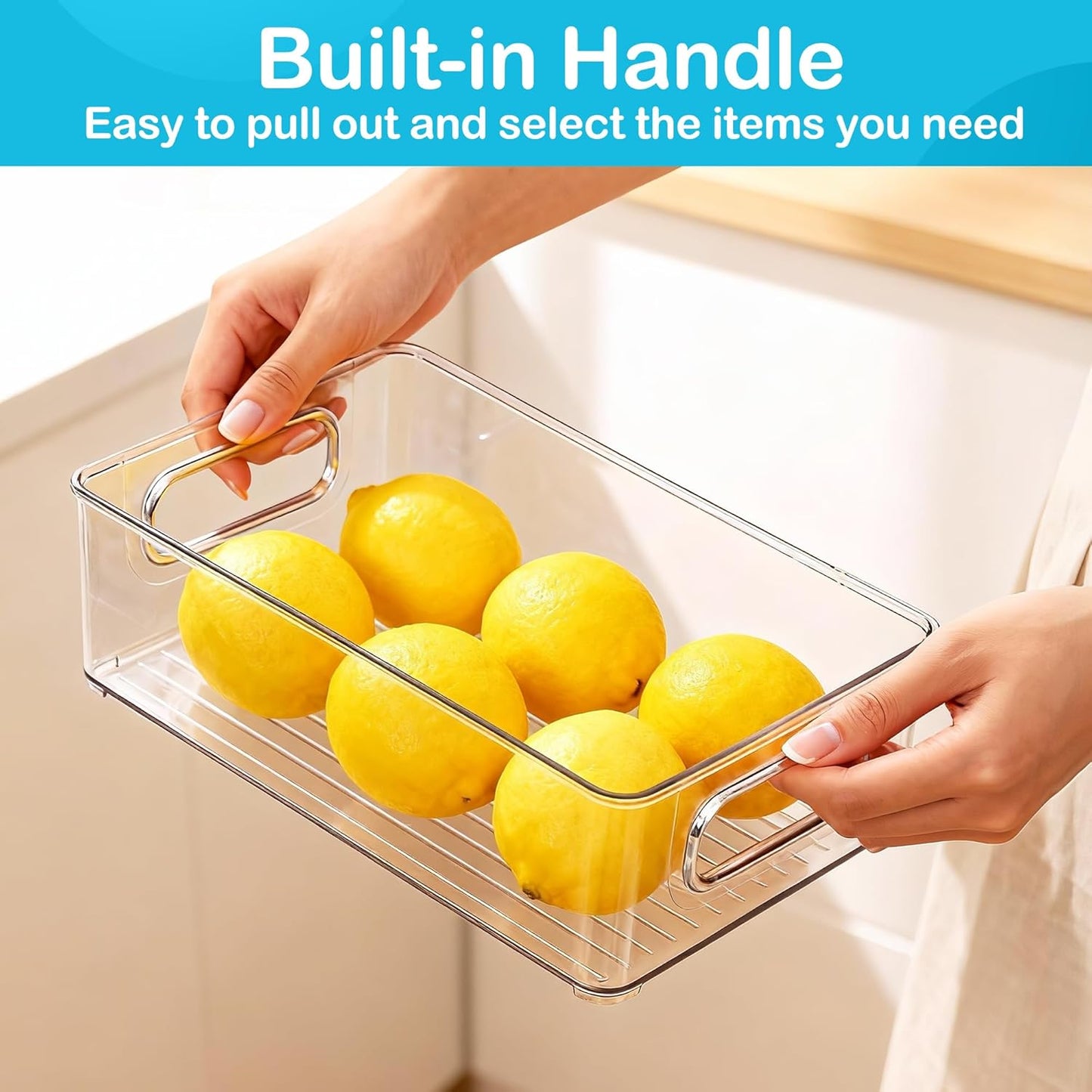 Refrigerator Organizer Bins, 4 Pack,10x6x3 in