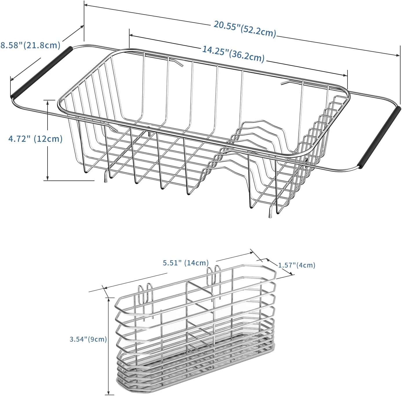 Over Sink Dish Drying Rack for Small Sink, Compact Expandable 14.25"–22.44"