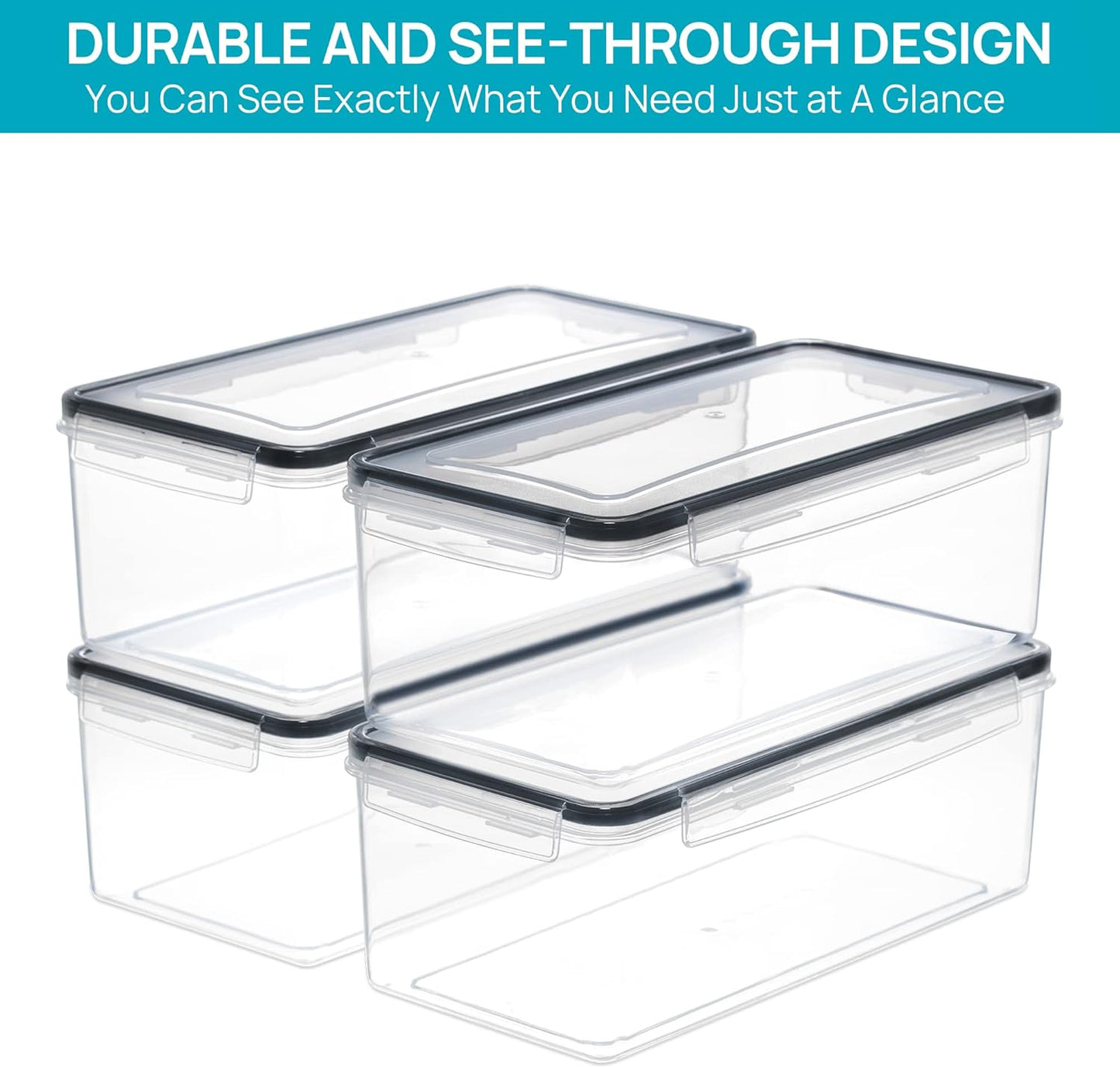 Airtight Food Storage Containers with Lids 4PCS Set 3.2L
