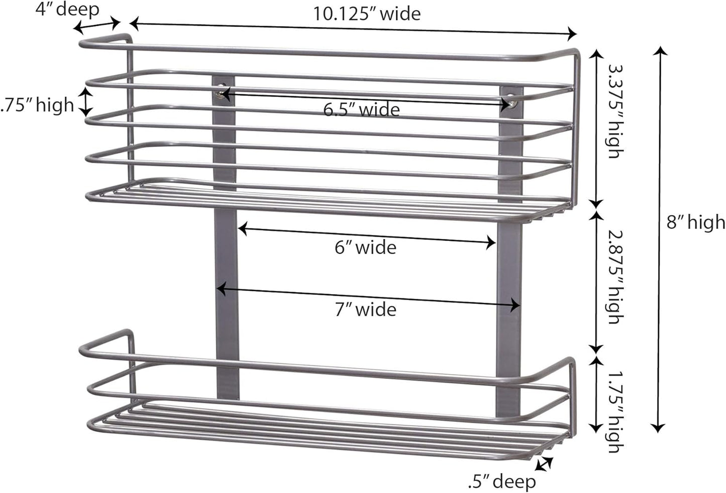 1228-1 Double Basket Door Mount Cabinet Organizer | Mounts to Solid Cabinet Doors or Wall