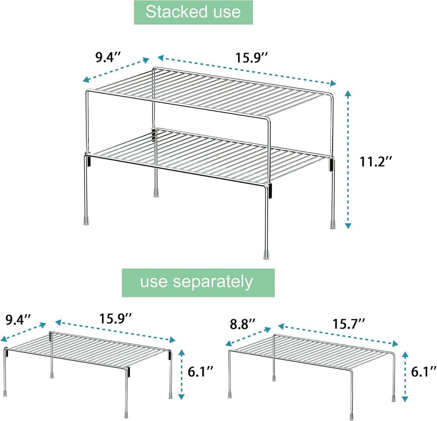 Set of 4 Stackable Freezer Cabinet Storage Shelf Rack