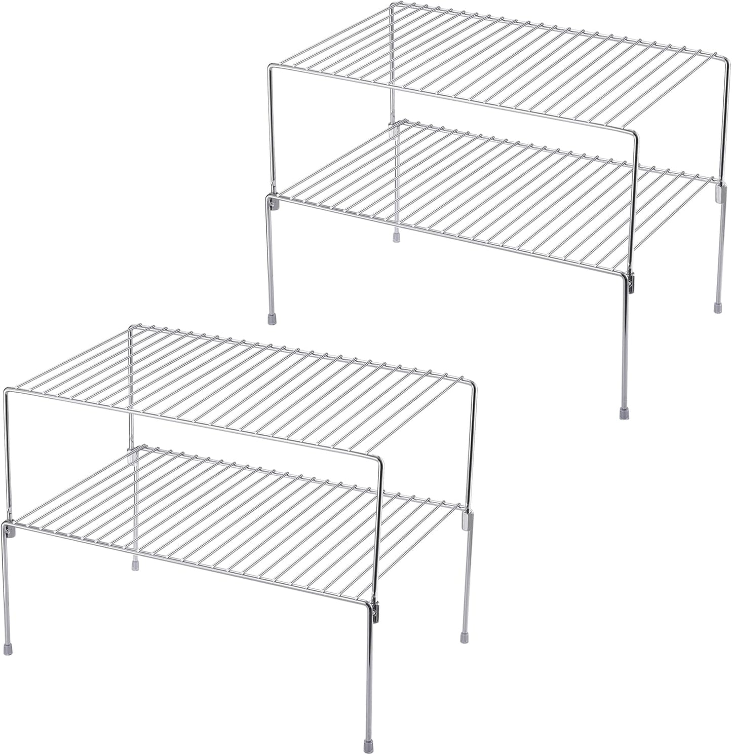 Set of 4 Stackable Freezer Cabinet Storage Shelf Rack