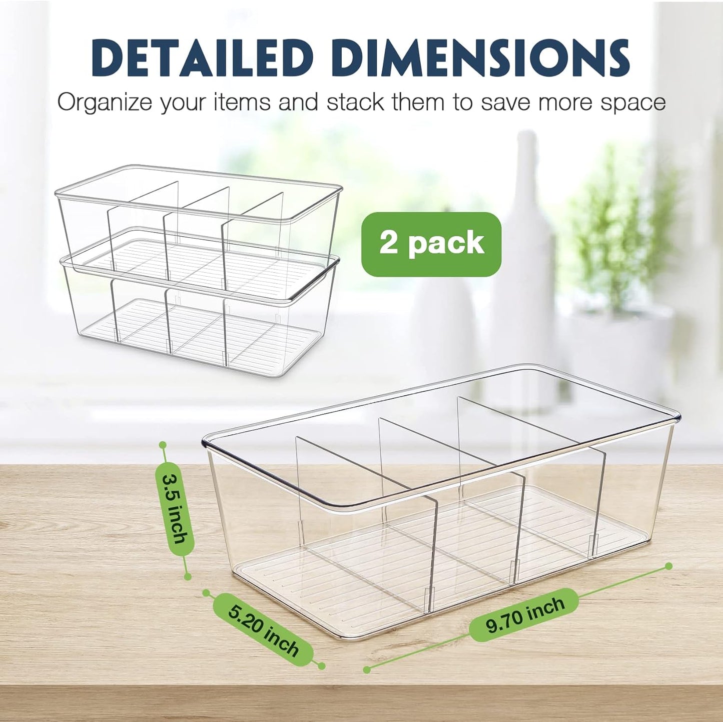 Pantry Organization and Storage Bins, Refrigerator Organizer Bins – Clear