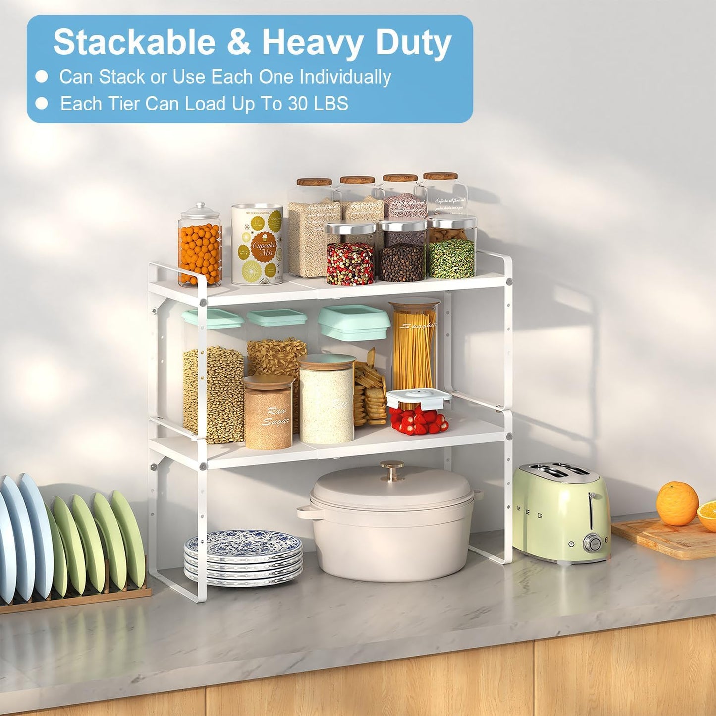 15.5 to 25.5 Inch Expandable Kitchen Cabinet Organizer Shelf