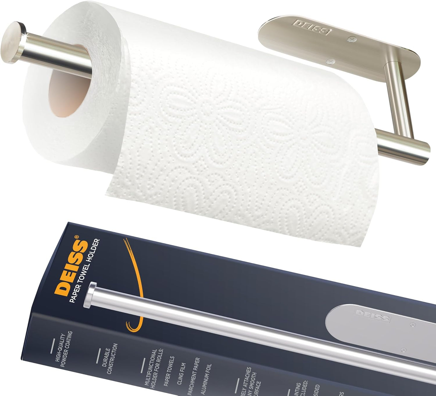 Pro Paper Towel Holder – Under Cabinet, Wall Mount, or Countertop – Rust-Resistant Stainless Steel