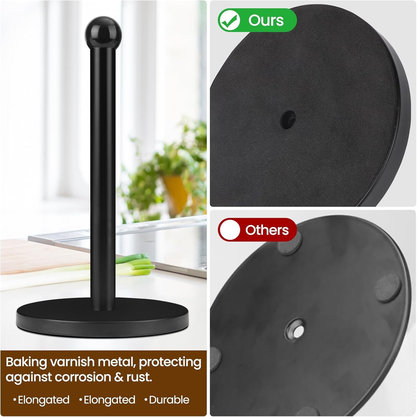 Paper Towel Holder, Black Kitchen Paper Towels Holder Stand