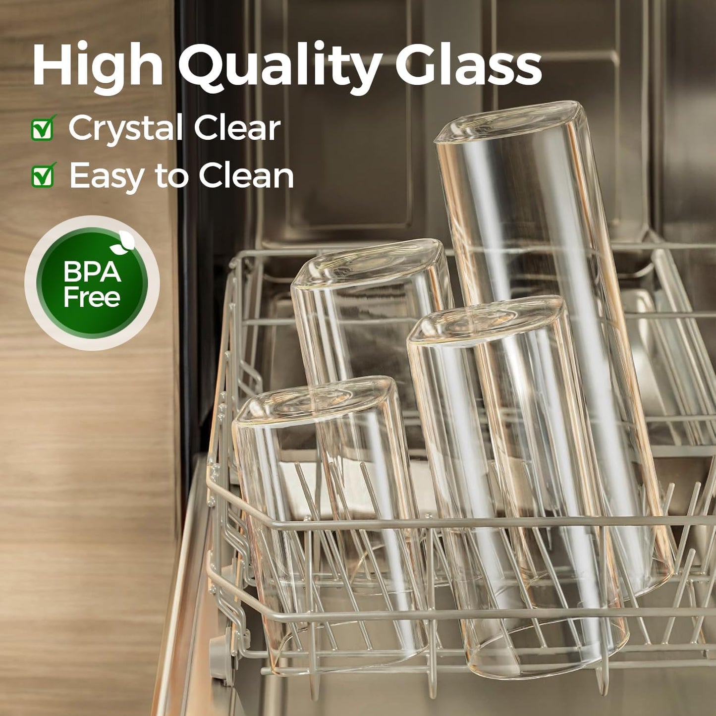 1Qt Airtight Glass Canisters with Bamboo Lid, Square Pantry Storage Containers for Coffee, Cookie