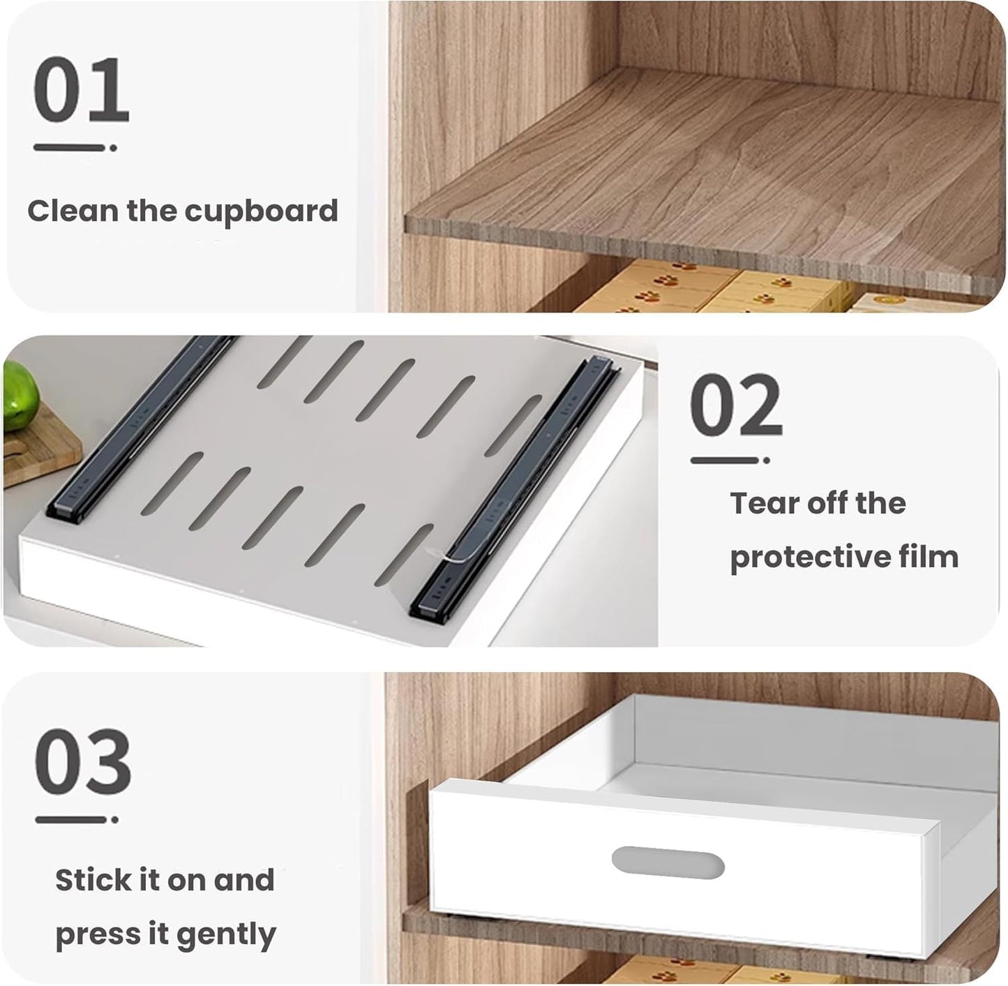 2 Pack Pull Out Cabinet Organizer Adhesive