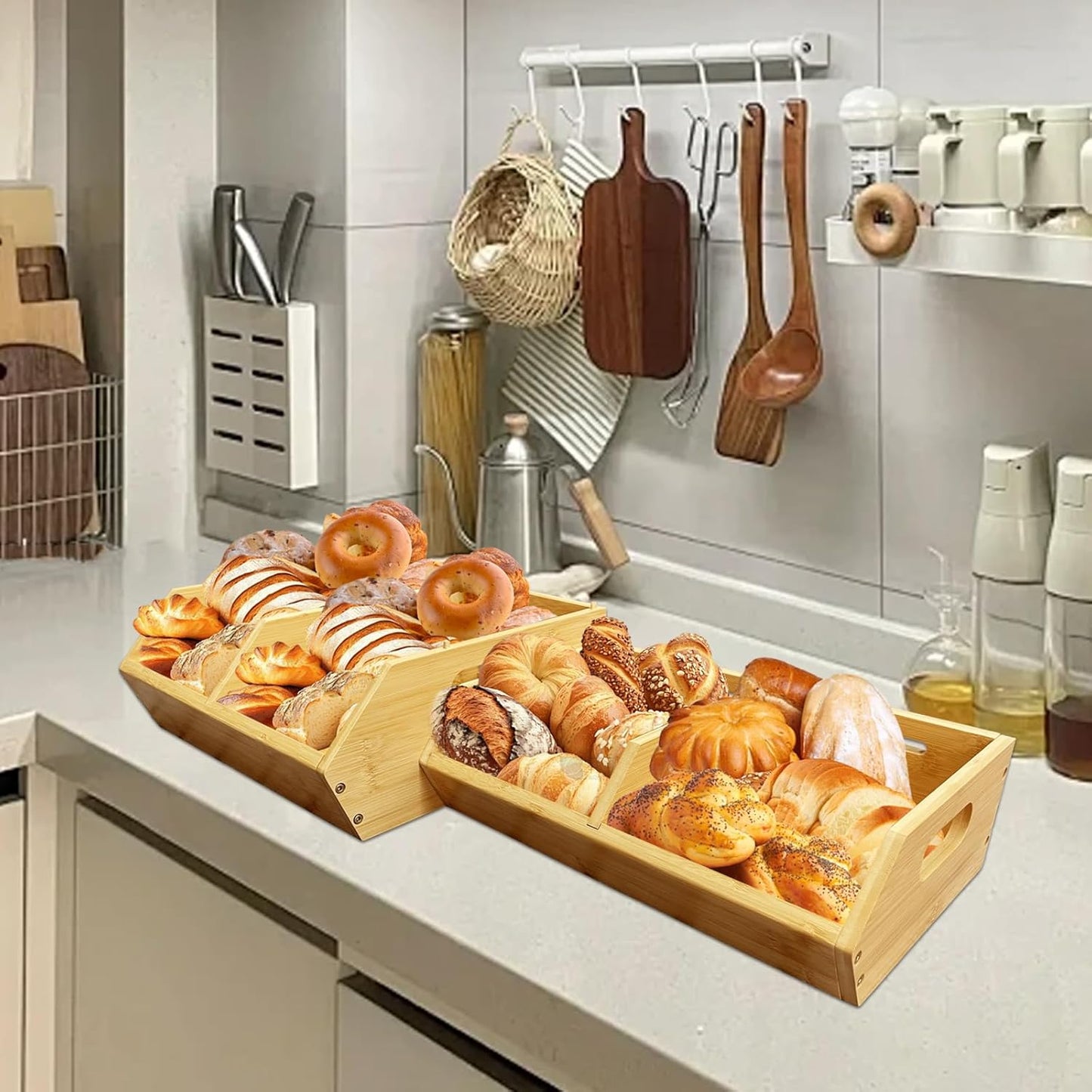 2-Pack Stackable Vegetable Storage Bins, Kitchen and Pantry Organizers and Storage Baskets