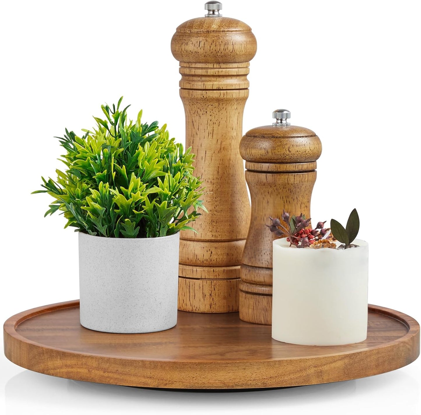 9" Acacia Wood Lazy Susan Turntable Organizer