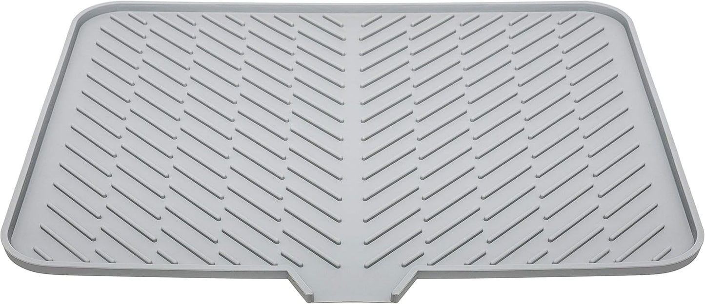 Silicone Dish Drying Mat with Built-in Drain Lip - Hygienic Drying Pad