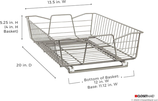 ClosetMaid 14 in Pull-Out Cabinet Basket, Nickel, for 15 in Openings
