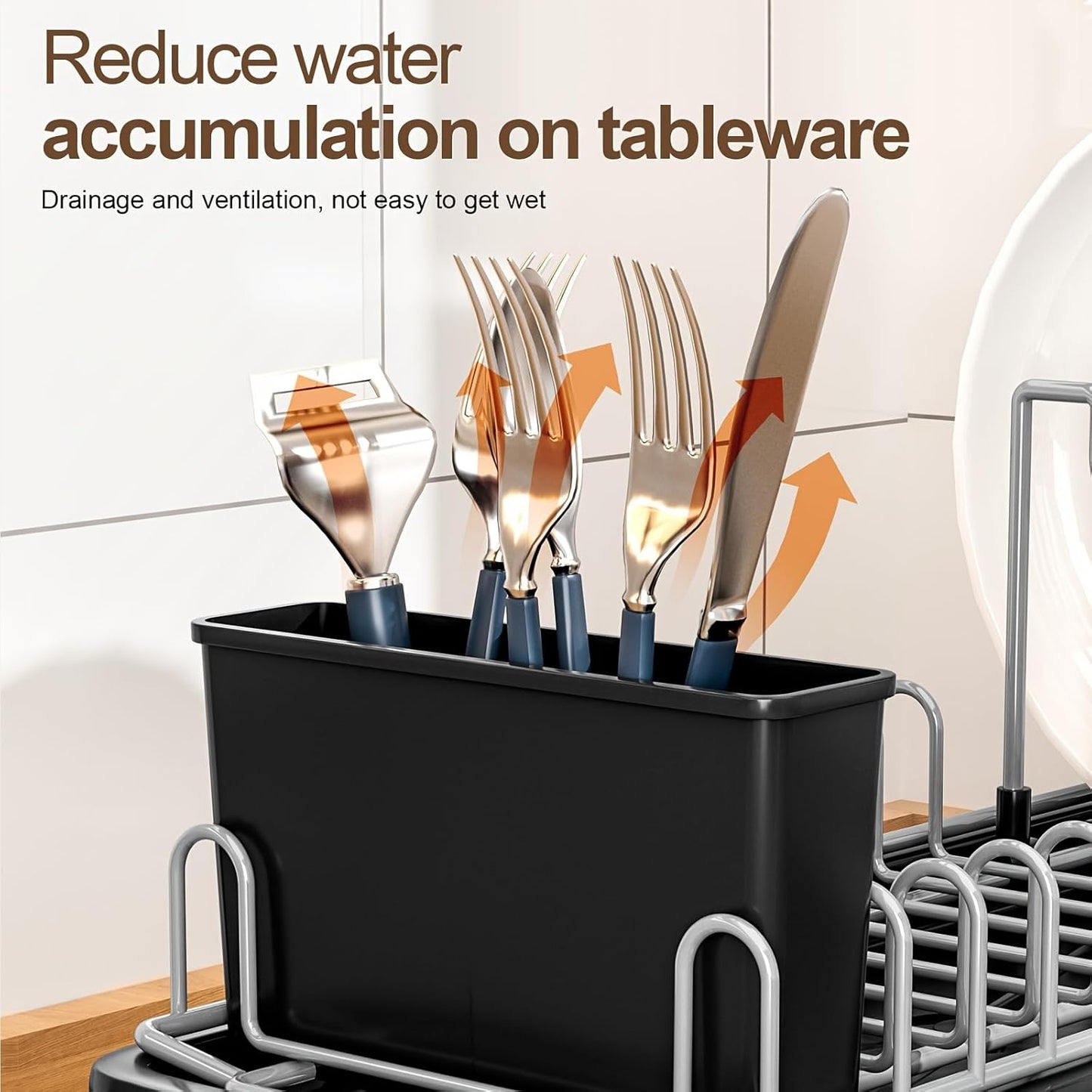 Compact Dish Drying Rack for Countertop, Small-Sized for Dorms, RVs & Tiny Kitchens, Auto-Drain