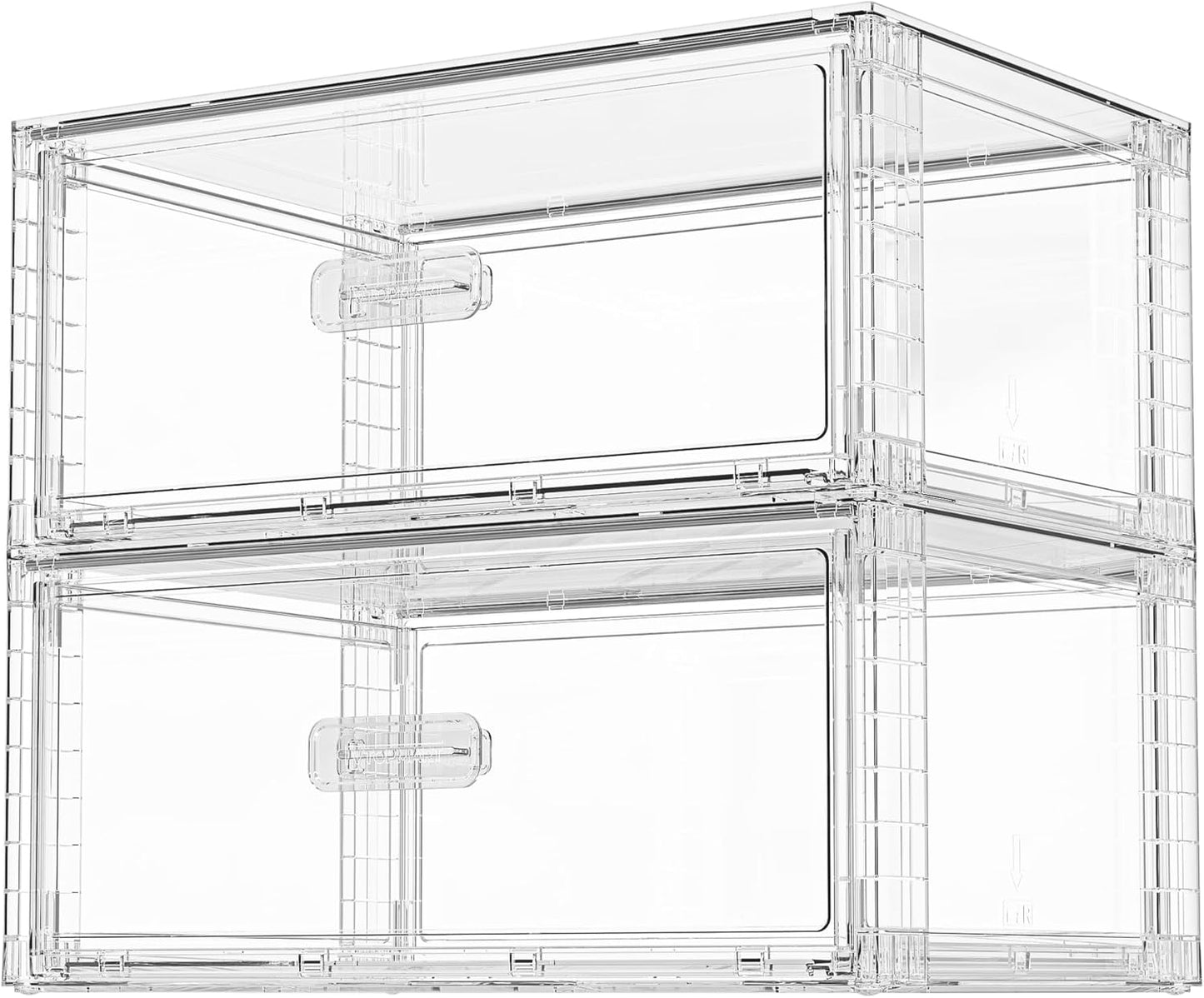2 Pack Large Clear Stackable Storage Drawers 27QT, Easily Assemble Plastic Closet Storage Bins