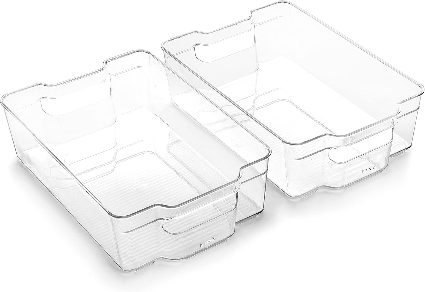 Stackable Storage Bins, Large - 2 Pack | THE STACKER COLLECTION | Clear Plastic Storage Bins | Built-In Handles | BPA-Free | Containers for Organizing Kitchen Pantry | Multi-Use Organizer Bins
