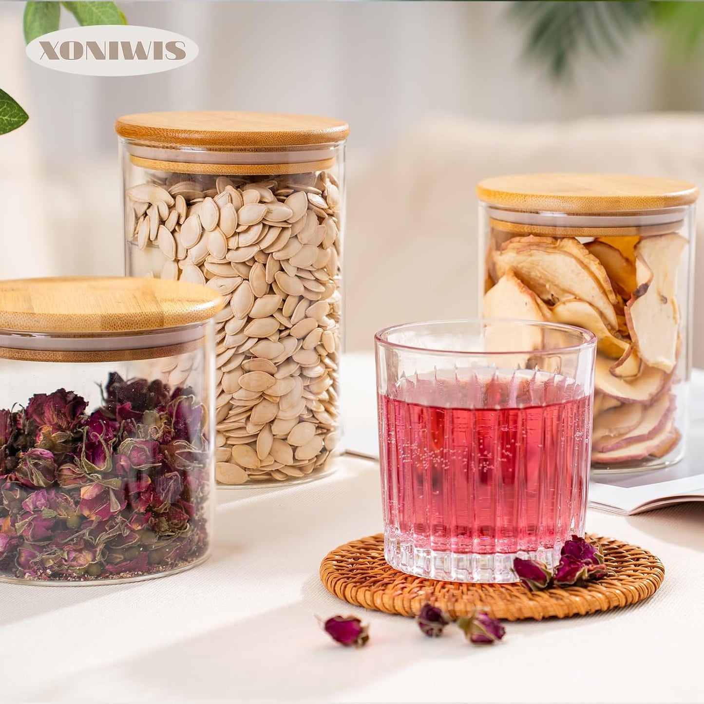 25oz 6PCS Round Airtight Glass Food Storage Jars